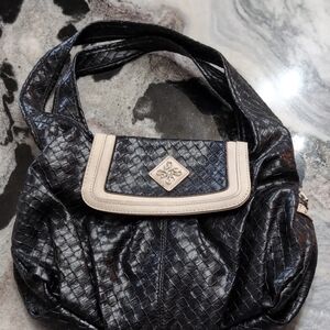 Simply Vera Wang Elegant Black and Cream Woven Women's Bag